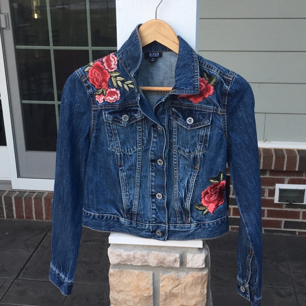 Rose embroiled jean jacket